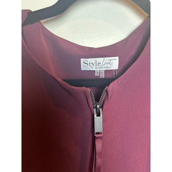 New StyleList by Micaela Burgandy Jacket Full Zip Blazer Size Medium - Picture 5 of 10